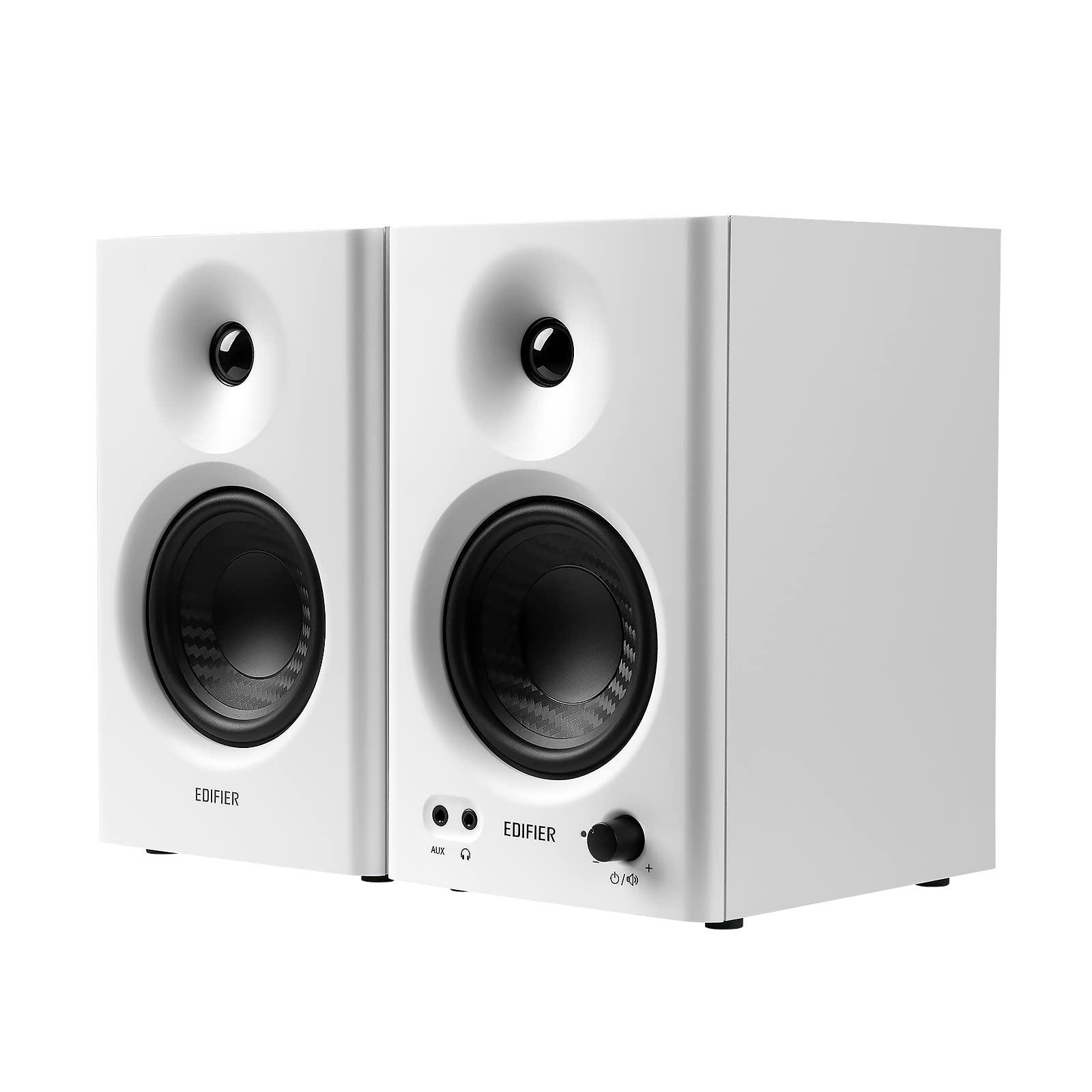 Edifier MR4 42W Powered Monitor Speakers, 1" Tweeter & 4" Woofer, Balanced TRS/RCA/AUX, Monitoring/Music Mode, for PC/PS5/TV, Music Production & Gaming-White