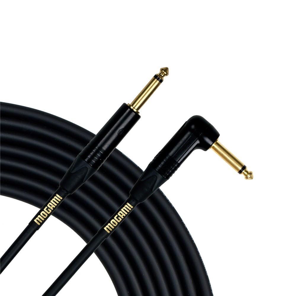 Mogami Gold Instrument Right Angle 06 Electric Guitar Instrument Cable 1/4 Inch TS to TS Electric Guitar Cable 6ft, Guitar Amp Cord, Right Angle Connectors, OFC Core, Anti-Noise Pro Audio Quality