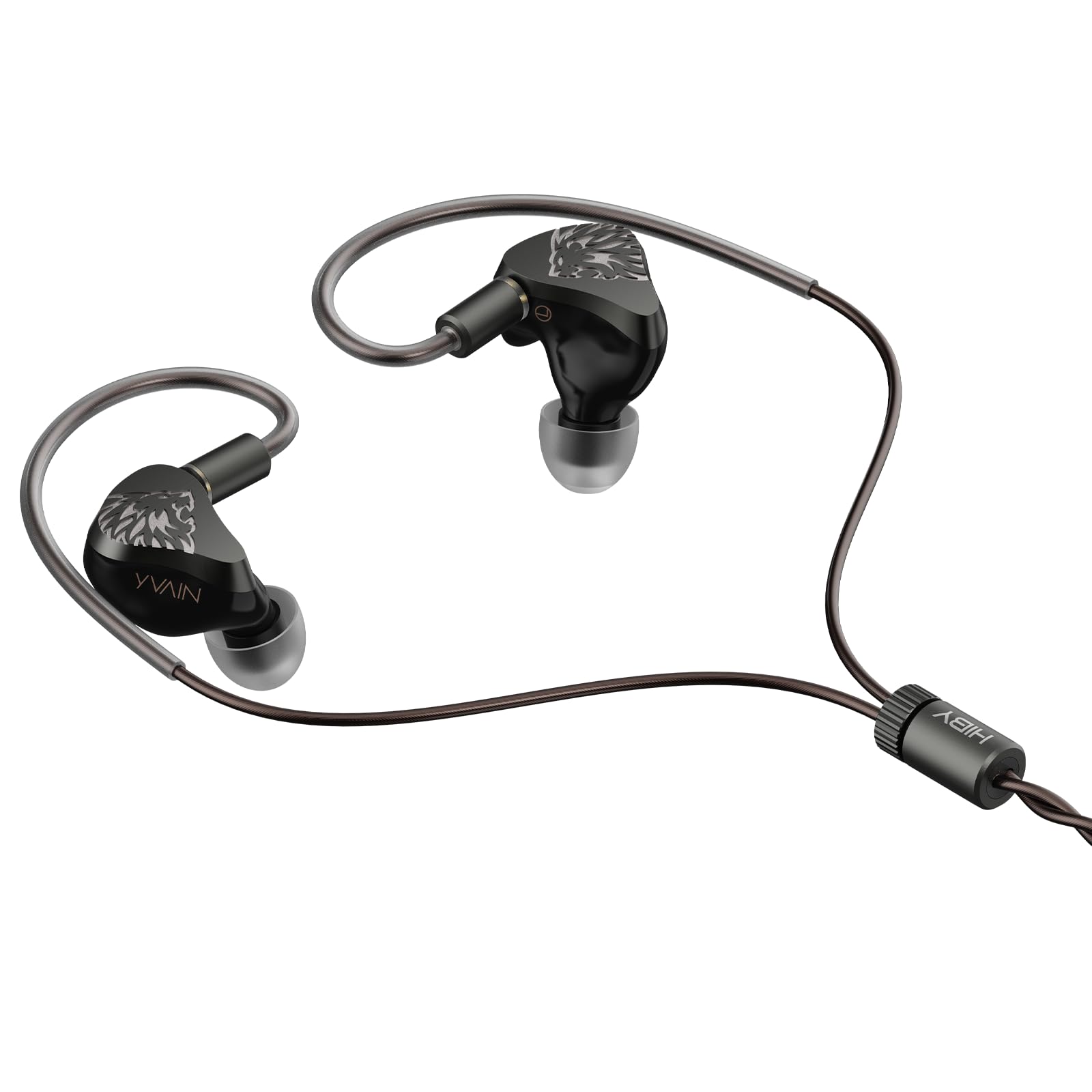 HiBy Yvain HiFi in-Ear Monitors, 4-Driver Precision Acoustic System, Tri-Way Crossover, Litz Single-Crystal Copper Cable, Ergonomic Comfort Fit – Ideal for Audiophiles & Musicians