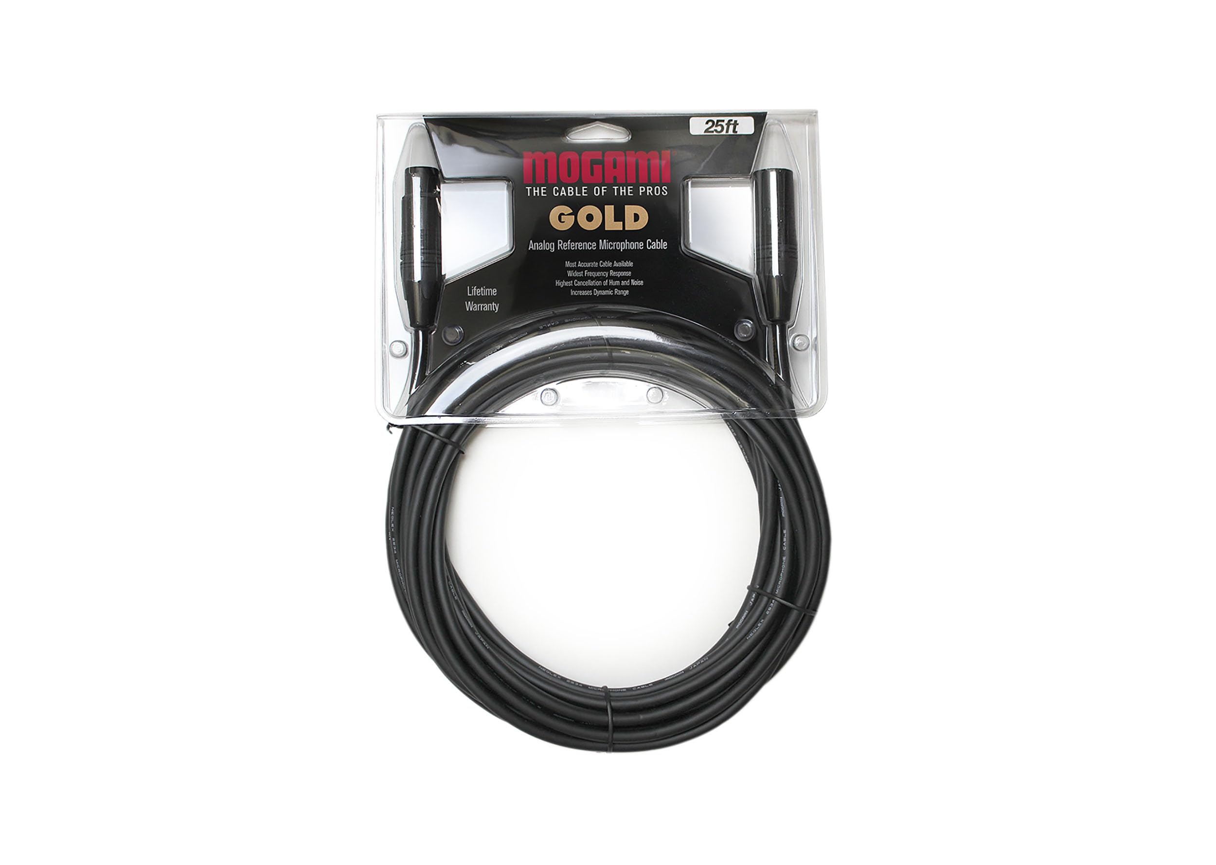 Mogami Gold Studio 25 XLR to XLR Quad Conductor Patch Cable 25 feet with Gold Contacts, XLRM-XLRF Connectors, Pro Audio Noise-Free