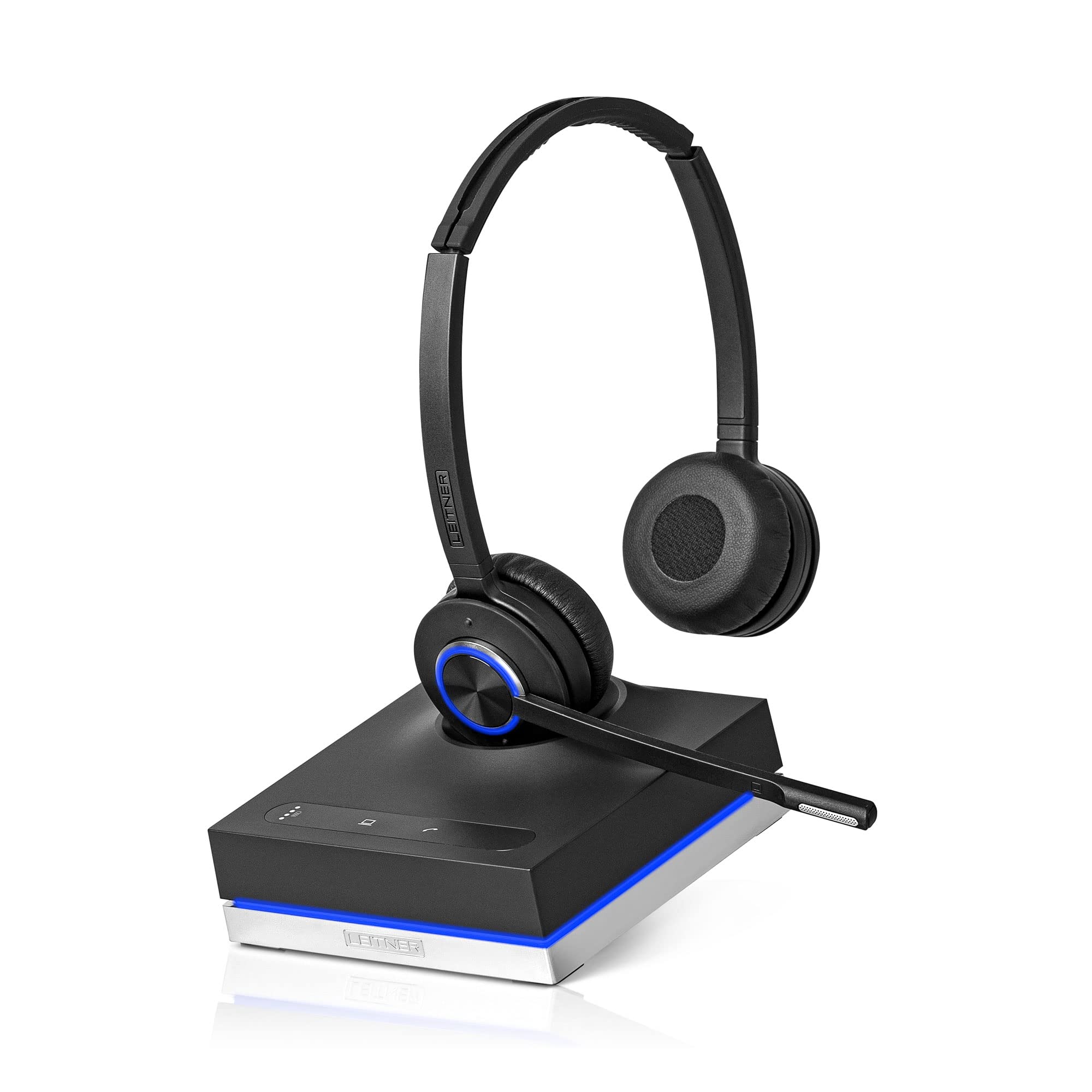 Leitner LH575 2-in-1 Wireless Office Headset with Mic - Computer & Telephone Headset (DECT Headset, not Bluetooth) - 5 Year Warranty - Phone Headsets for Office Phones