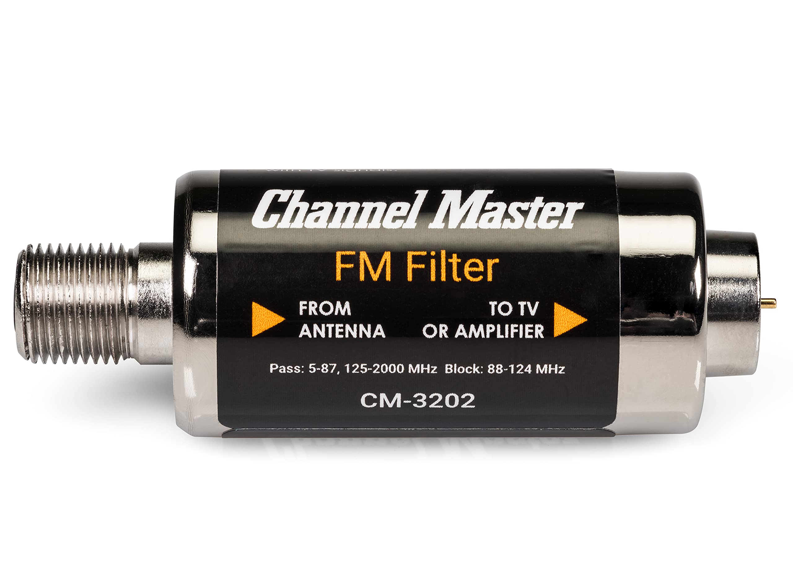 Channel Master FM Filter – Reduces Pixelation & Signal Issues from FM Interference, Indoor/Outdoor Use, Built-in O-Ring for Weather Protection, Enhances OTA Digital HDTV Signal Quality